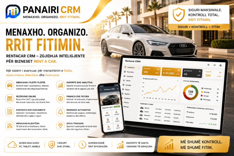 Vetëm disa kompani po përdorin sisteme moderne që kontrollojnë rezervimet dhe automjetet LIVE. PANAIRI CRM e sjell këtë avantazh.